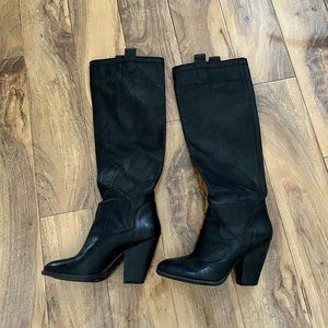 Black Knee High Leather Vince Camuto Boots Size 6